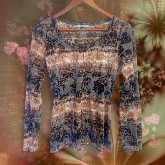 Maurices Tops - Y2K Maurices multicolored floral mesh long sleeve fairycore top- Size S